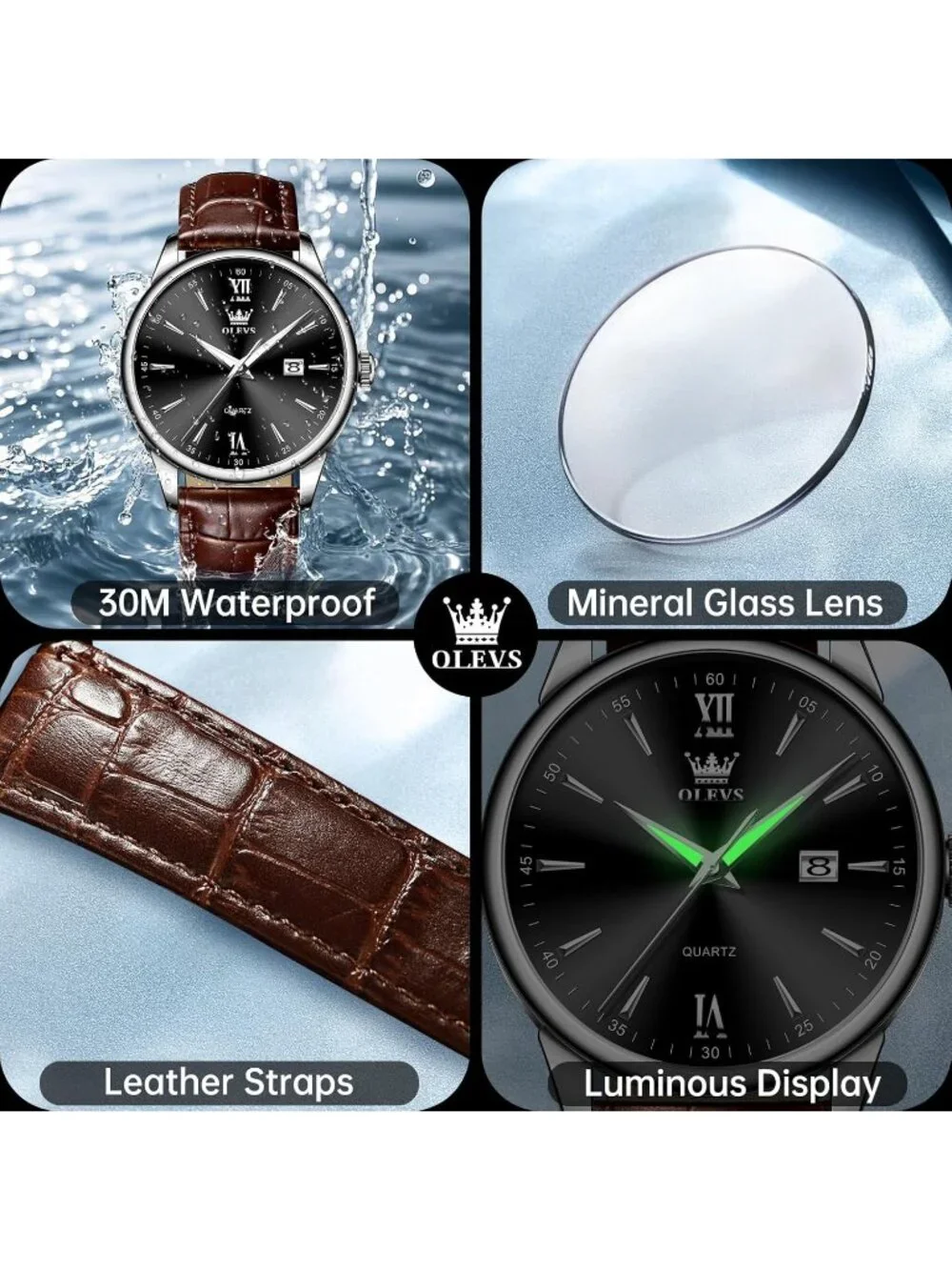 Men's Brown And Black Analog Quartz Stainless Steel Roman Numbers Classic Watch